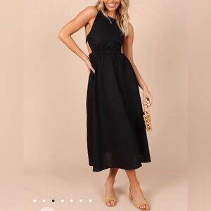 Petal and Pup Black Aubrey Cut Out Linen Dress
